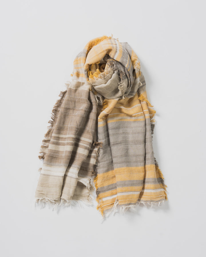 botanical stole | 草木染めコットンストール（柘榴染・山桃染・矢車付